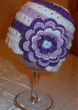 Detské čiapky - Bielo fialova s MAX kvetom - 2603022