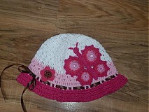 Detské čiapky - Bielo ruzovy klobucik s motylikom - 2603225