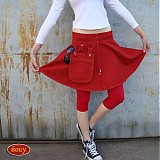 Sukne - červená plátěná sukně s odepínací kapsou - 2643861
