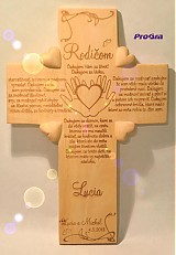 Svadobný krížik štvorsrdiečkový - Poďakovanie rodičom - bledý