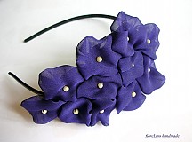 textilná čelenka s kvetmi - fialka