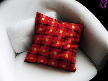 Úžitkový textil - _červená kocka s čiernou - 2809825