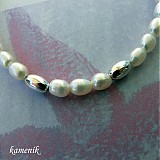 Náramky - Říční perly se stříbrnými olivkami - náramek - 2833079