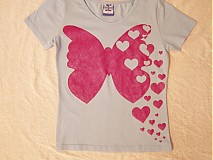 Topy, tričká, tielka - Ružový motýlik a srdiečka - 2856397