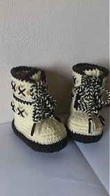 Detské topánky - Háčkované čižmičky - šnurovacie hnedé - 2902522