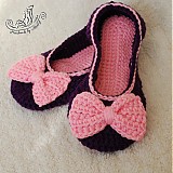 Ponožky, pančuchy, obuv - Fialovo ružové háčkované balerínky - 3087475