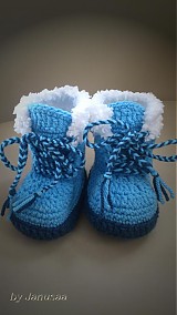 Detské topánky - Háčkované čižmičky - s kožušinkou - 3108777