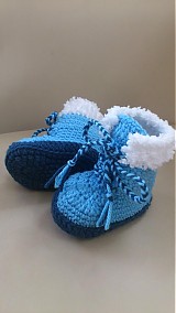 Detské topánky - Háčkované čižmičky - s kožušinkou - 3108782
