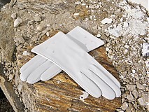 Rukavice - Bílé dámské kožené rukavice s hedvábnou podšívkou - celoroční/ na zakázku - 3118912