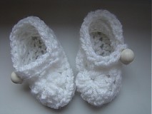 Detské topánky - biele háčkované sandálky - 312031