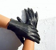 Rukavice - Černé dámské kožené rukavice bezpodšívkové - 3137558