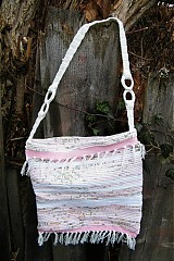 Kabelky - Tkaná ružovo-biela taška - 3318562