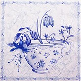 Papier - Flower Cup white blue - Kvety v šálke - 3361026