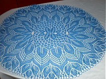 Úžitkový textil - NÁDHERNÝ modrý pletený obrus - 3361924