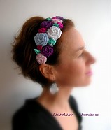 Ozdoby do vlasov - textilná čelenka s kvetmi - kúsok z Fridy - 3390185