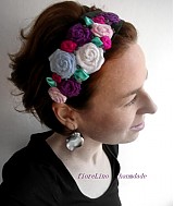 Ozdoby do vlasov - textilná čelenka s kvetmi - kúsok z Fridy - 3390186