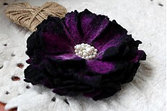 Brošne - Plstený kvet "zima" - 3394312