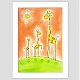 Obrazy - Žirafy maľovaný obrázok A4 v ráme - 3474444