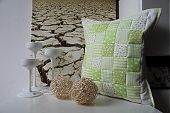 Úžitkový textil - Prehoz, vankúš patchwork vzor zelená, obliečka na vankúš 40x40 cm - 3505451
