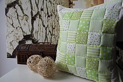 Úžitkový textil - Prehoz, vankúš patchwork vzor zelená, obliečka na vankúš 40x40 cm - 3505452