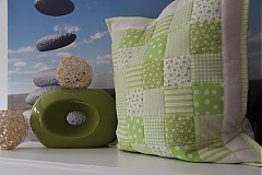 Úžitkový textil - Prehoz, vankúš patchwork vzor zelená, obliečka na vankúš 40x40 cm - 3505453
