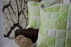 Úžitkový textil - Prehoz, vankúš patchwork vzor zelená, obliečka na vankúš 40x40 cm - 3505454