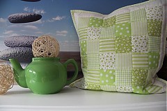 Úžitkový textil - Prehoz, vankúš patchwork vzor zelená, obliečka na vankúš 40x40 cm - 3505455