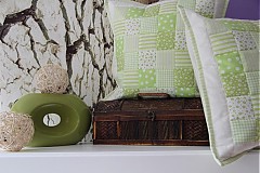 Úžitkový textil - Prehoz, vankúš patchwork vzor zelená, obliečka na vankúš 40x40 cm - 3505907