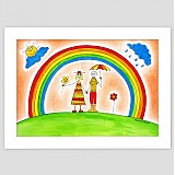 Obrazy - Deti a dúha veselý detský obraz v ráme - 3514853