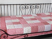 Úžitkový textil - Prehoz, vankúš patchwork vzor ružovo-biela, prehoz 140x200 cm - 3524940