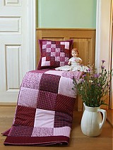 Úžitkový textil - Prehoz, vankúš patchwork vzor bordovo-vínovo červená, deka 140x200 cm - 3533756