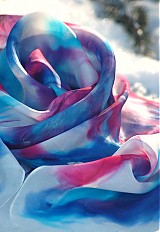 Šatky - Royal blue, turquoise, magenta - hedvábný šátek - 3596593