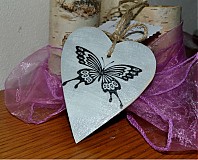Dekorácie - Srdiečko s motýlikom a s textom "Život je krásny" - 3719006