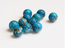 Minerály - Jaspis, modré guličky, 10 mm - 646825