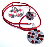 Sady šperkov - Black, red, white in mosaic - 794361