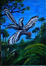 Obrazy - Paleoart - akryl na výkrese A3 (rôzne na výber) (Anchiornis huxleyi) - 848962