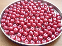 Korálky - Voskové perly červené, 6 mm, 20 ks - 931520