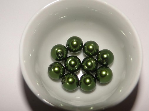 Voskované perly 8mm-10ks (zelená tmavá)
