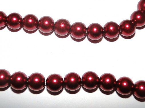 Voskované perly 10mm-8ks (tm.červená)