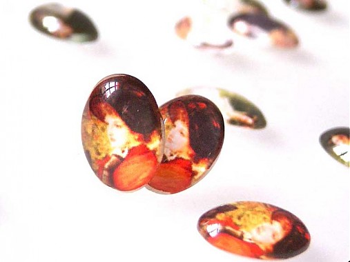 Komponenty - Vintage sklenený kabošon s motívom / 13x18mm (Cherrie) - 1112369