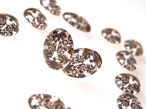 Komponenty - Vintage sklenený kabošon s motívom / 13x18mm (Ornamenta) - 1112387
