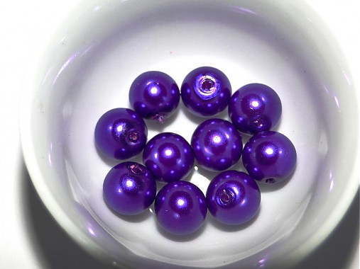 Voskované perly 8mm-10ks (fialová tmavá)
