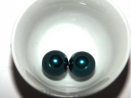 Voskované perly 12mm-2ks (tm.zel/modrá)