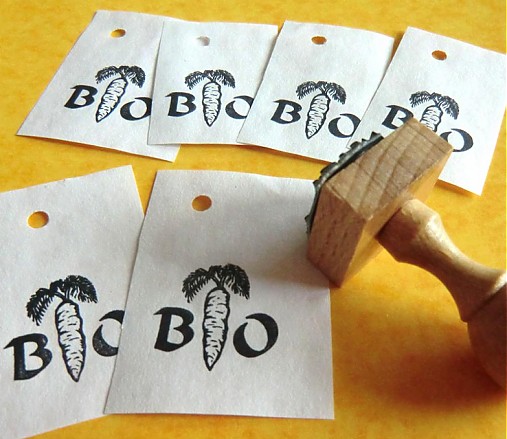 Materiál ručne robený - Pečiatka: BIO - mrkev - 1264555