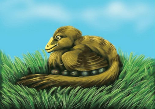 Papiernictvo - Roztomilé dinosaury - A6 printy / pohladnice k rôznym príležitostiam (rôzne druhy) (Kvočka raptor - pohladnica) - 1306118