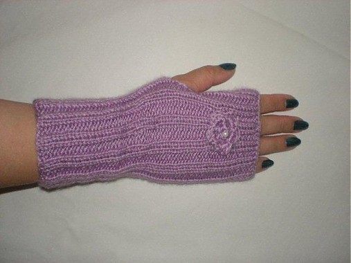 Rukavice - Ručne pletené rukavice - fialkové - 1450789