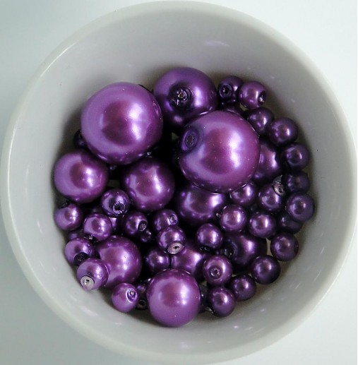 Voskované perly MIX4-12mm (fialová)