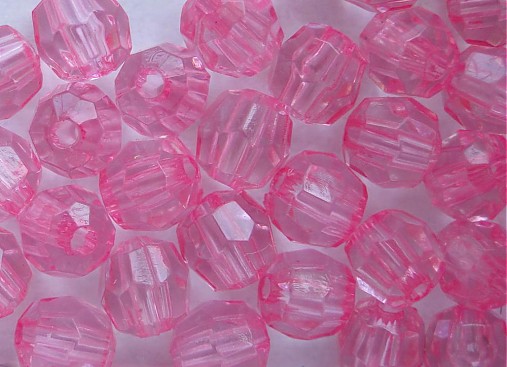 Korálky-plast fazet 6mm-50ks (ružová)