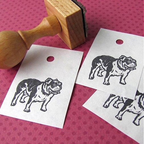 Materiál ručne robený - Pečiatka: anglický buldok (3x3 cm) - 1580606