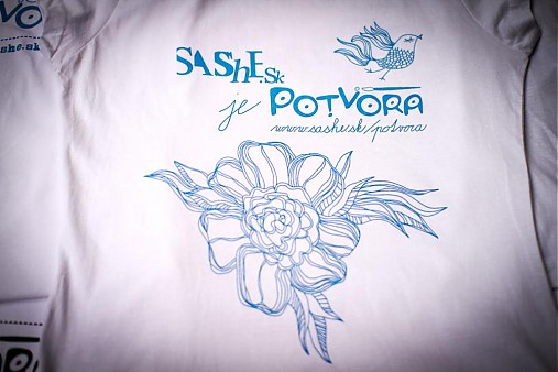  - Tričko omaľovánka "SAShE.sk je PoTvoRa" cyan - 1606593